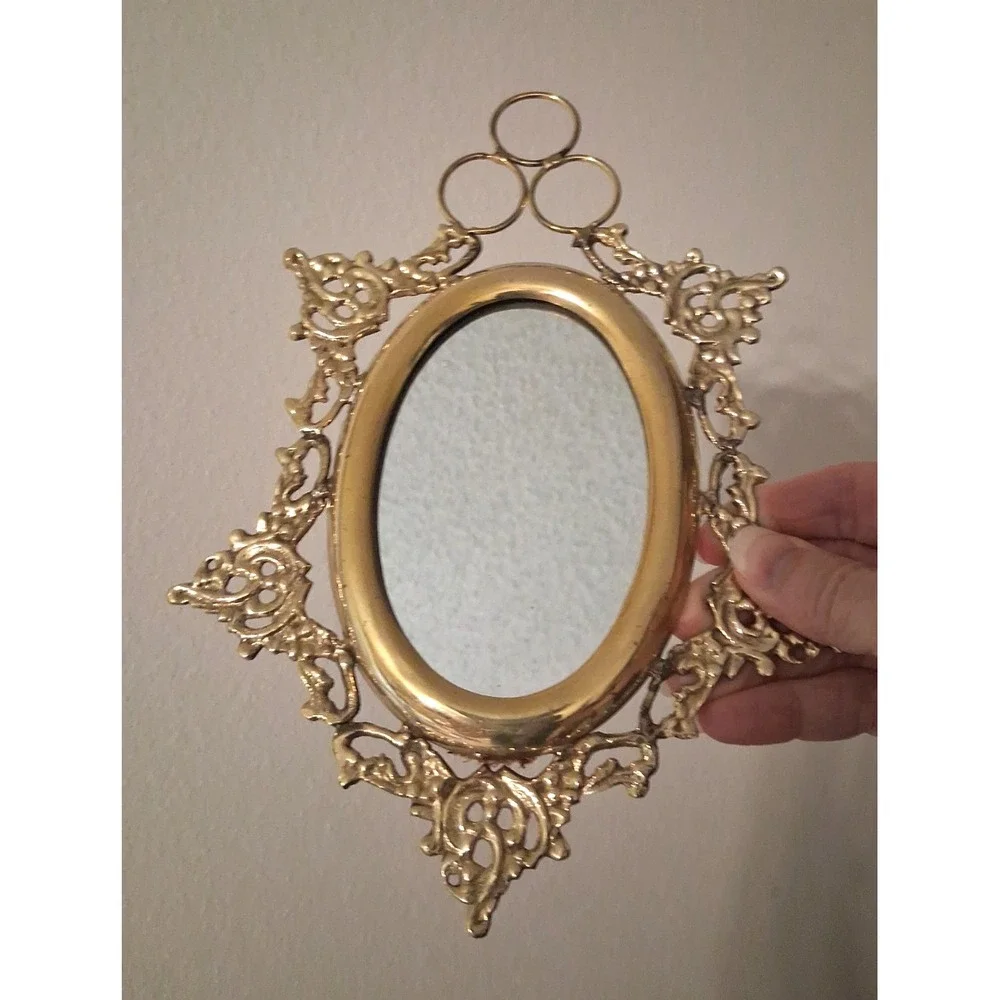 Vintage Brass Ornate Wall Mirror Rococo Baroque New in Box 9